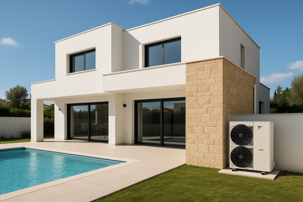 climatizacion por aerotermia Villa moderna Todo lo que un sistema de climatización por aerotermia bien instalado puede aportar (con ejemplos)
