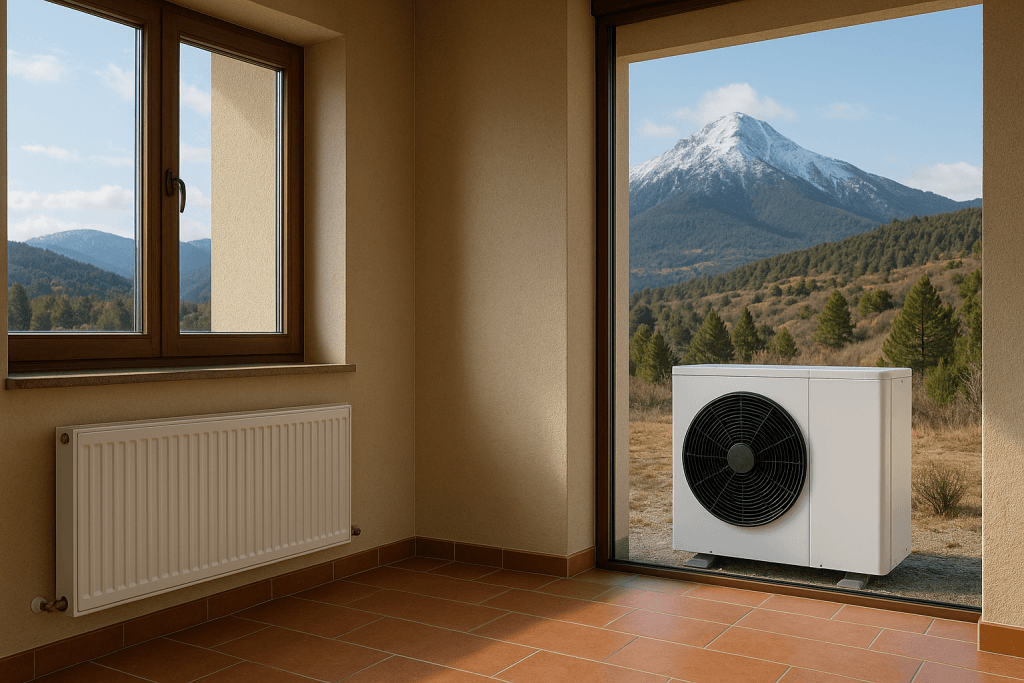 Casa en la Sierra de Madrid con radiadores de baja temperatura y aerotermia